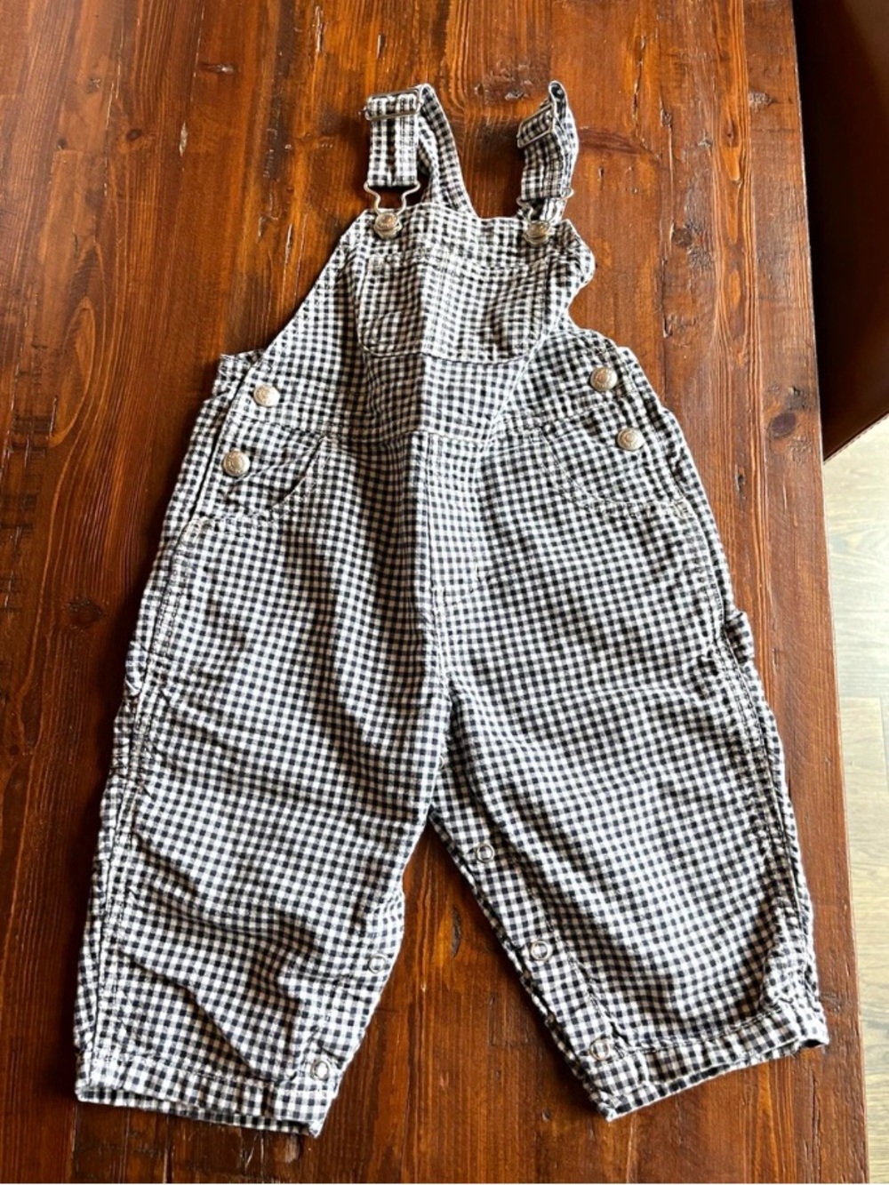 Vintage Baby Gap Black & White Gingham Overalls Plaid Check 12-18 Months 90s Y2K